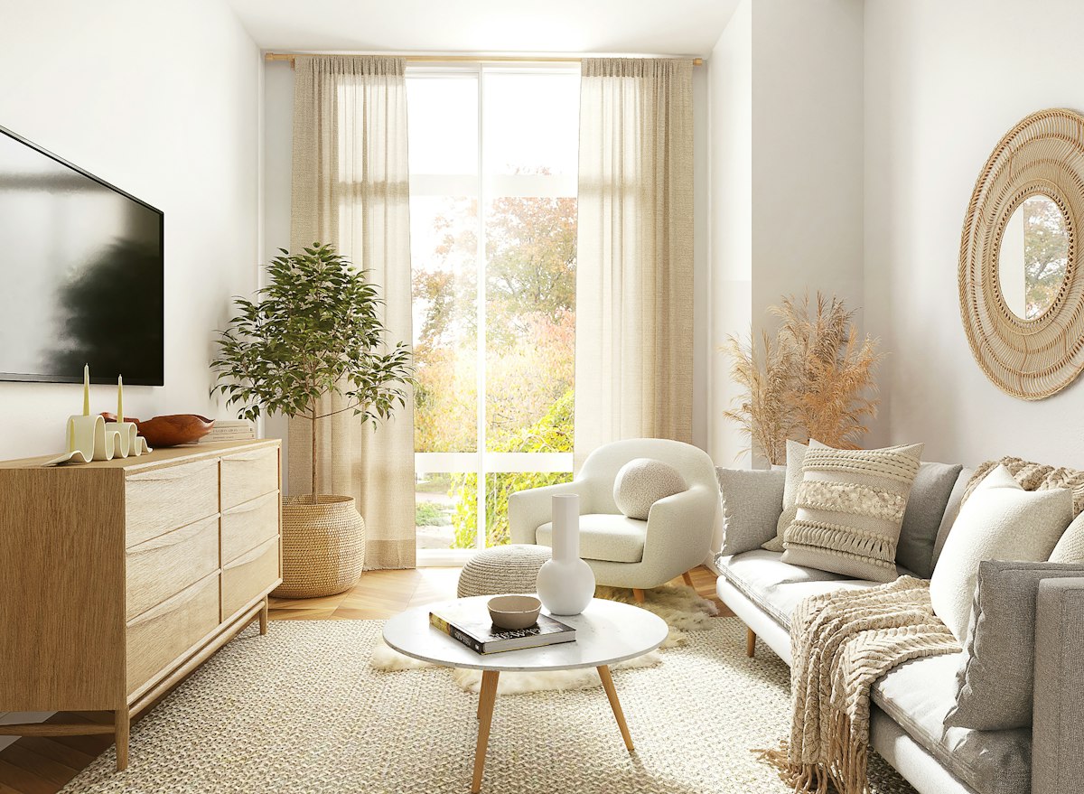 A calm, sunlit living room